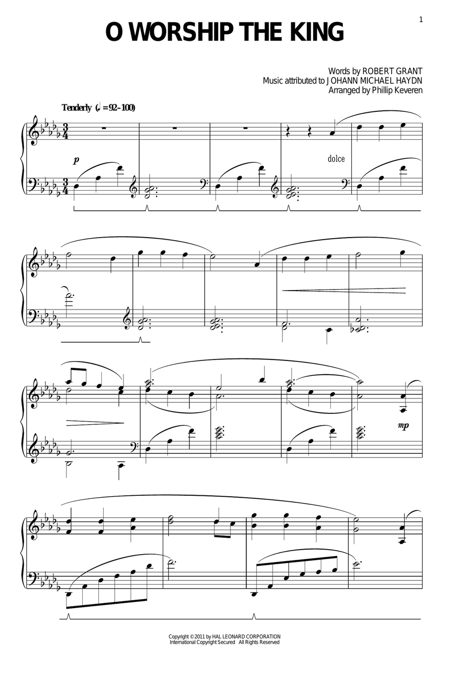 O Worship The King [Classical version] (arr. Phillip Keveren) Piano Solo scores gallery preview page 1