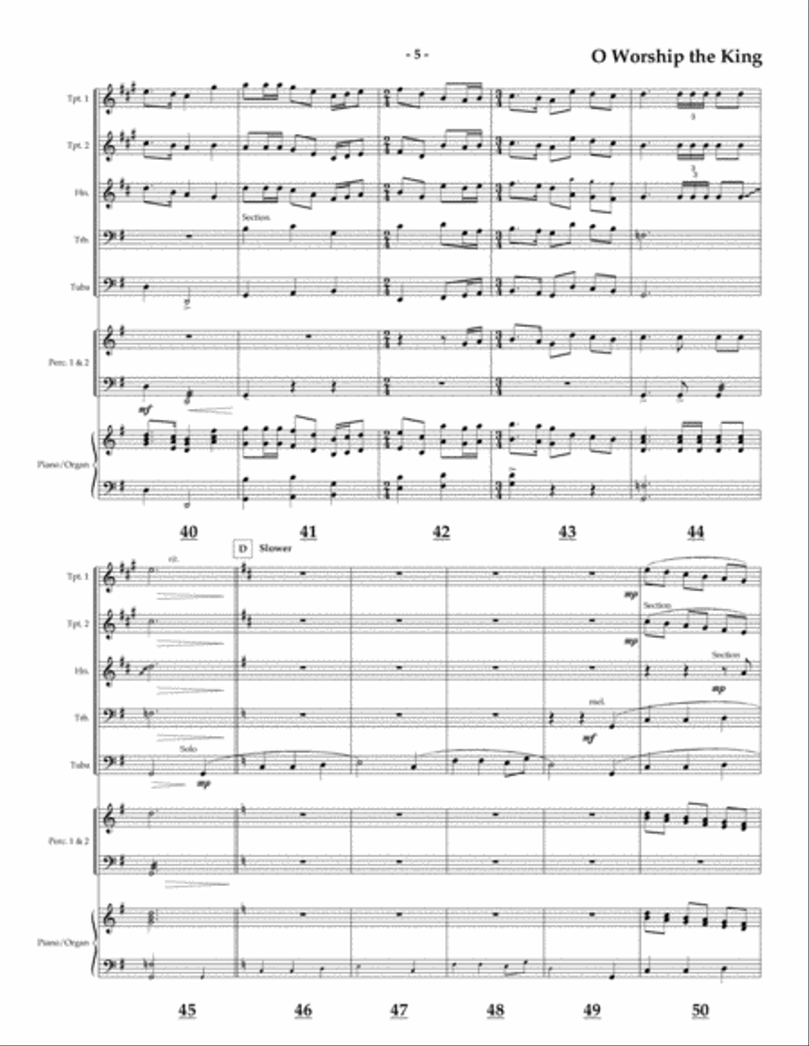 O Worship the King for Brass Quintet Brass Quintet scores gallery preview page 5
