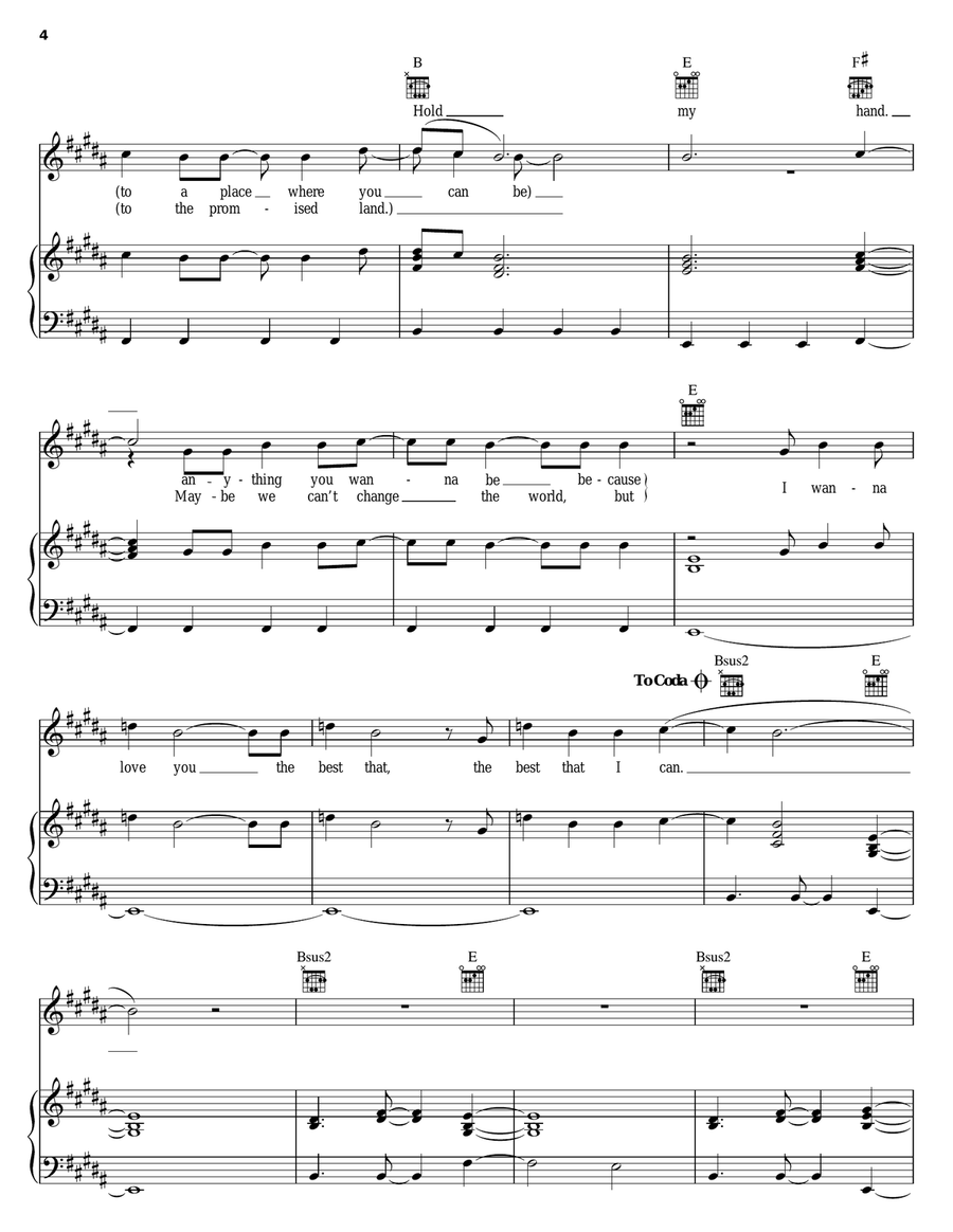 Hold My Hand Piano, Vocal, Guitar scores gallery preview page 4