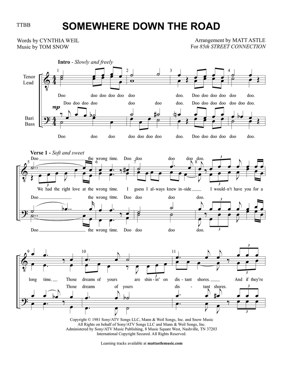 Somewhere Down The Road TTBB scores gallery preview page 2