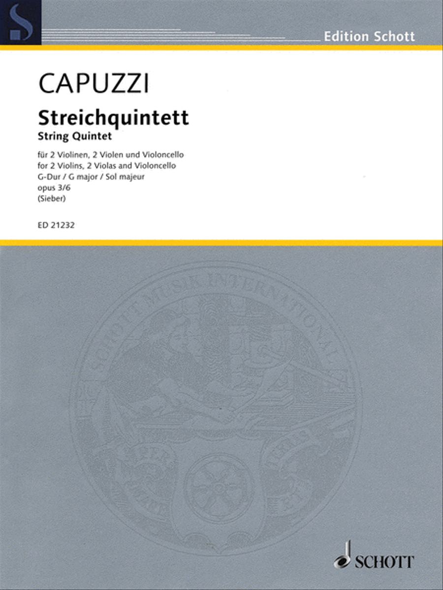 String Quintet in G Major, Op. 3, No. 6 String Quintet scores gallery preview page 1