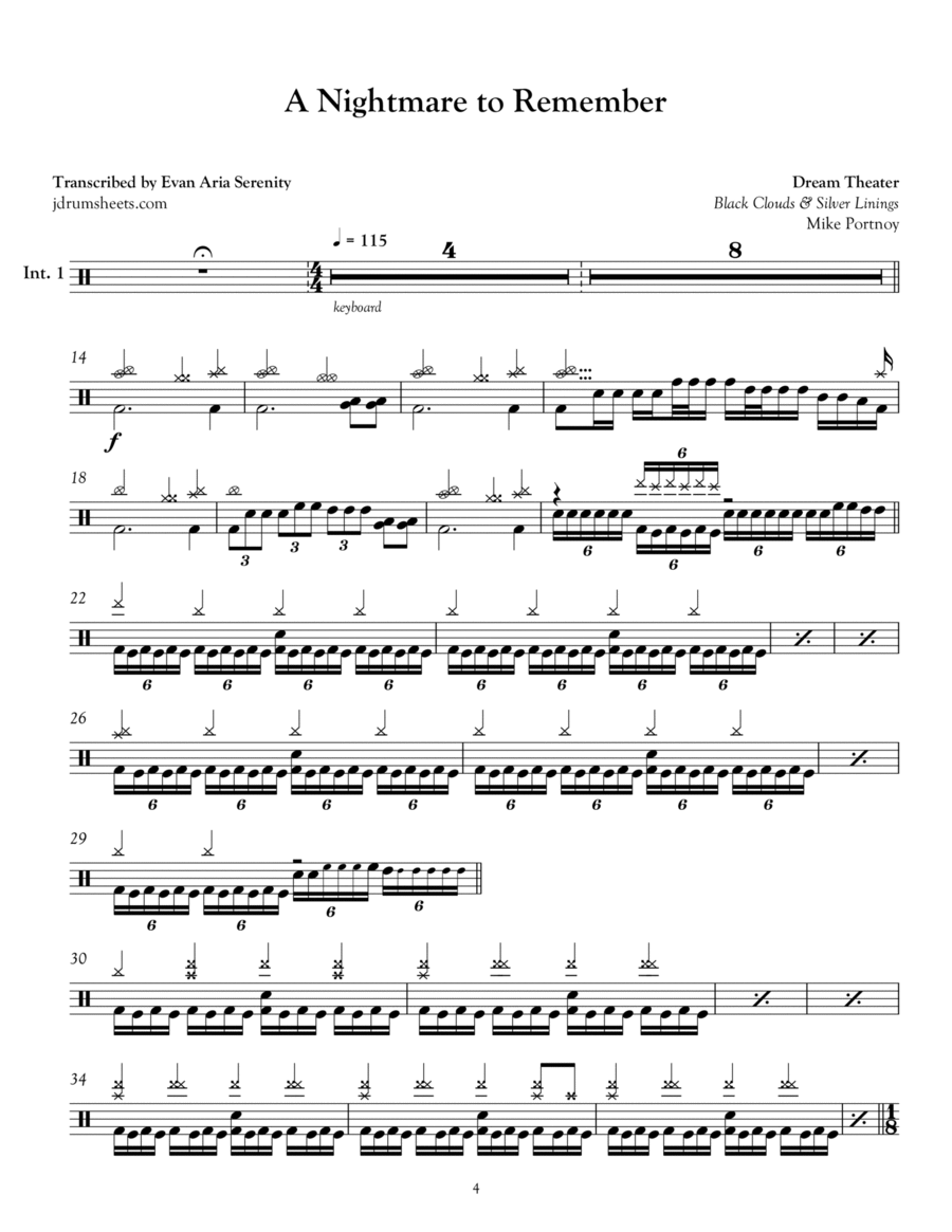 A Nightmare To Remember Drum Set scores gallery preview page 1