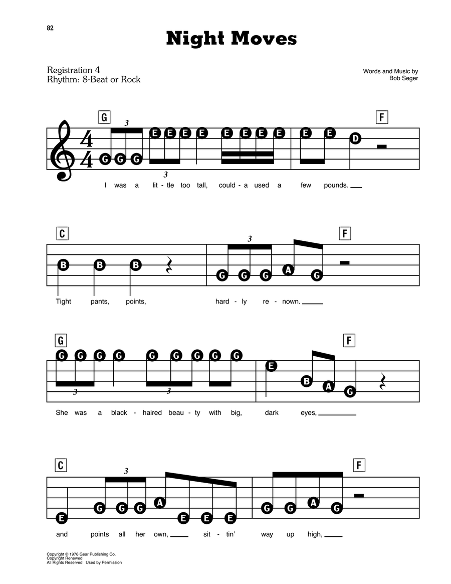 Night Moves Electronic Keyboard scores gallery preview page 1
