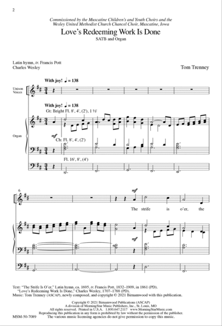 Love's Redeeming Work Is Done 4-Part scores gallery preview page 2