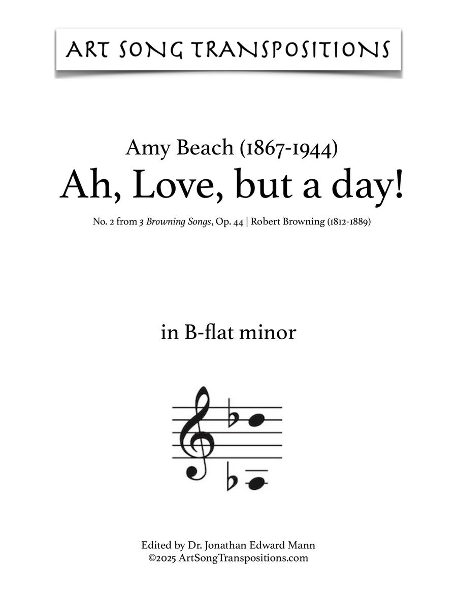 BEACH: Ah, Love, but a day! Op. 44 no. 2 (transposed to B-flat minor)