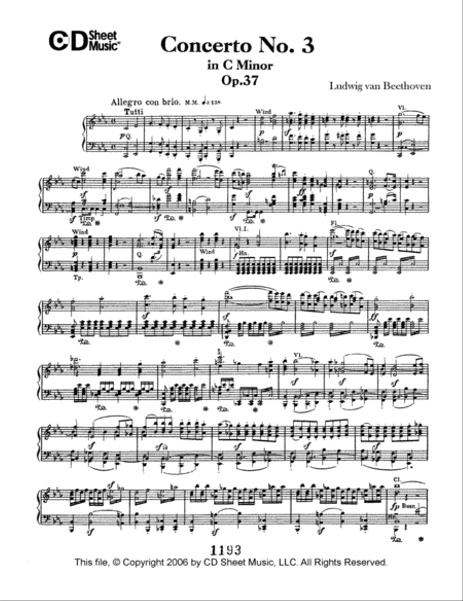 Concerto No. 3 in C Minor, Op. 37 Piano Solo scores gallery preview page 1