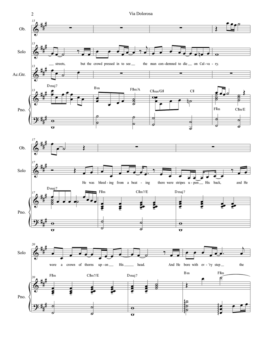 Via Dolorosa Piano, Vocal scores gallery preview page 2