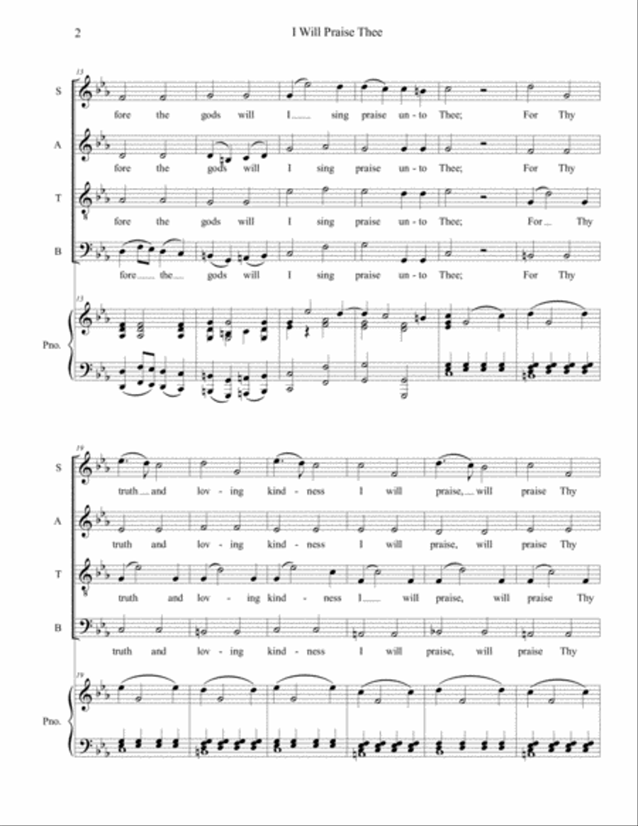 I Will Praise Thee I Will Praise Thee 4-Part scores gallery preview page 2