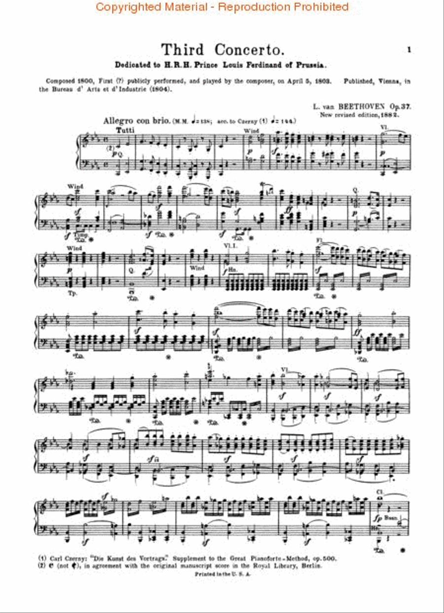 Concerto No. 3 in C Minor, Op. 37 (2-piano score)