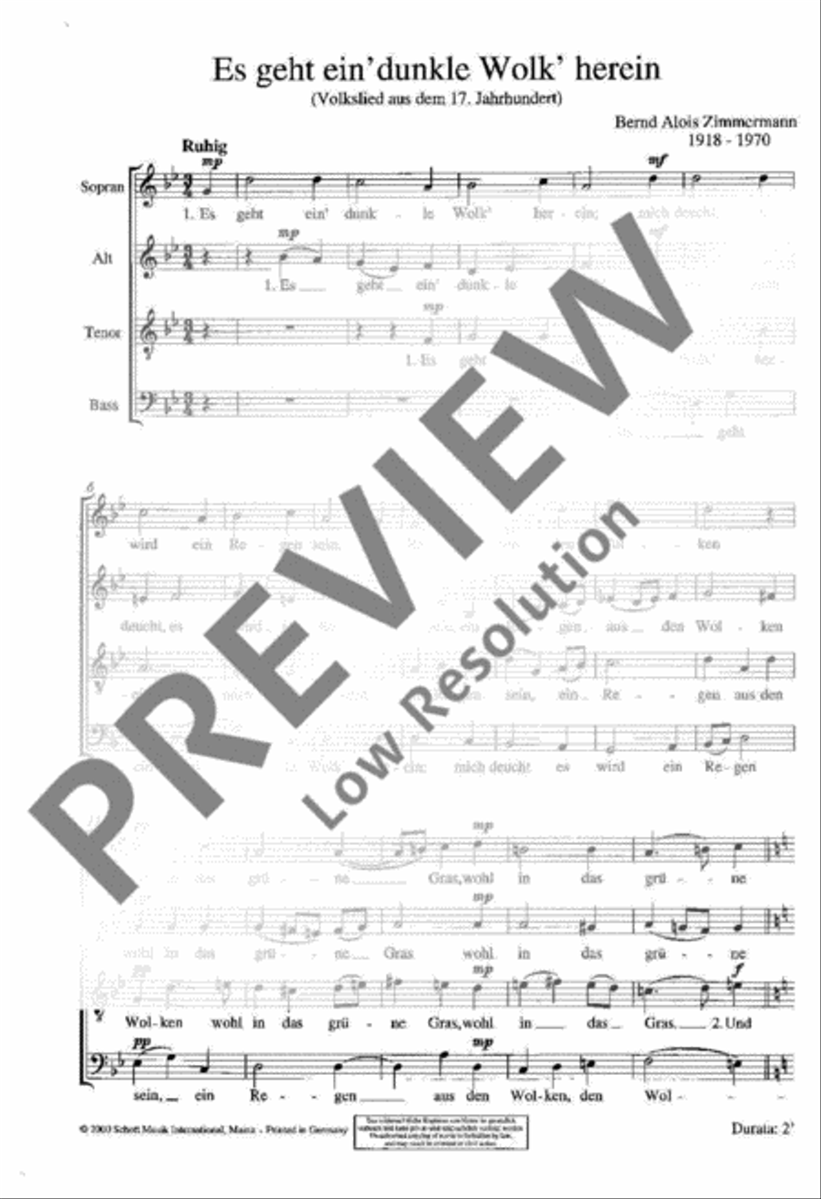 Es geht ein' dunkle Wolk' herein 4-Part scores gallery preview page 2