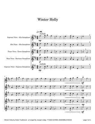 Winter Holly for Saxophone Quartet in Schools