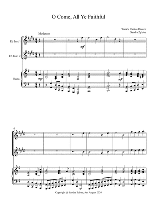 O Come, All Ye Faithful (treble Eb instrument duet, parts only)