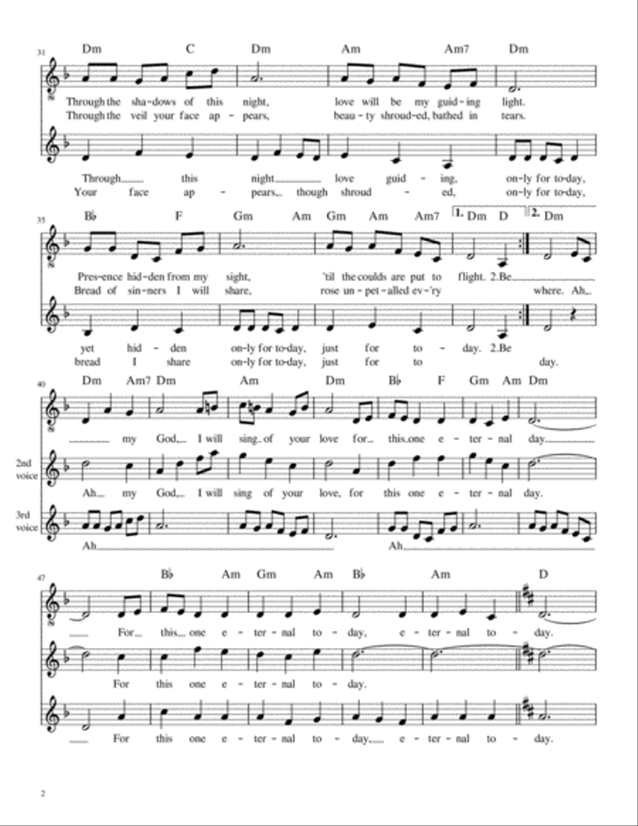 Canticle of Love of St. Therese, with 2nd and 3rd voice SA scores gallery preview page 2