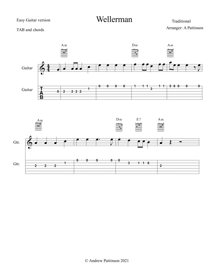 Wellerman for Easy Guitar Acoustic Guitar scores gallery preview page 1