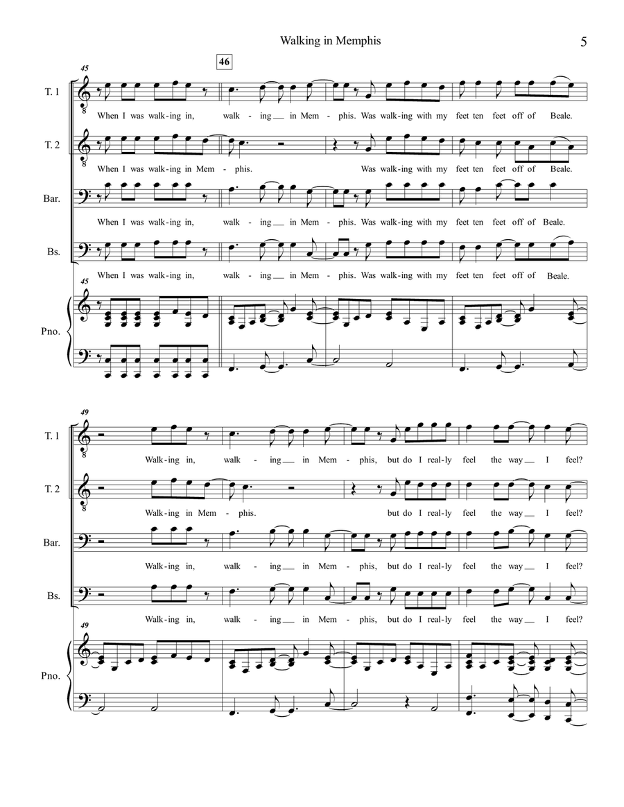 Walking In Memphis TTBB scores gallery preview page 5
