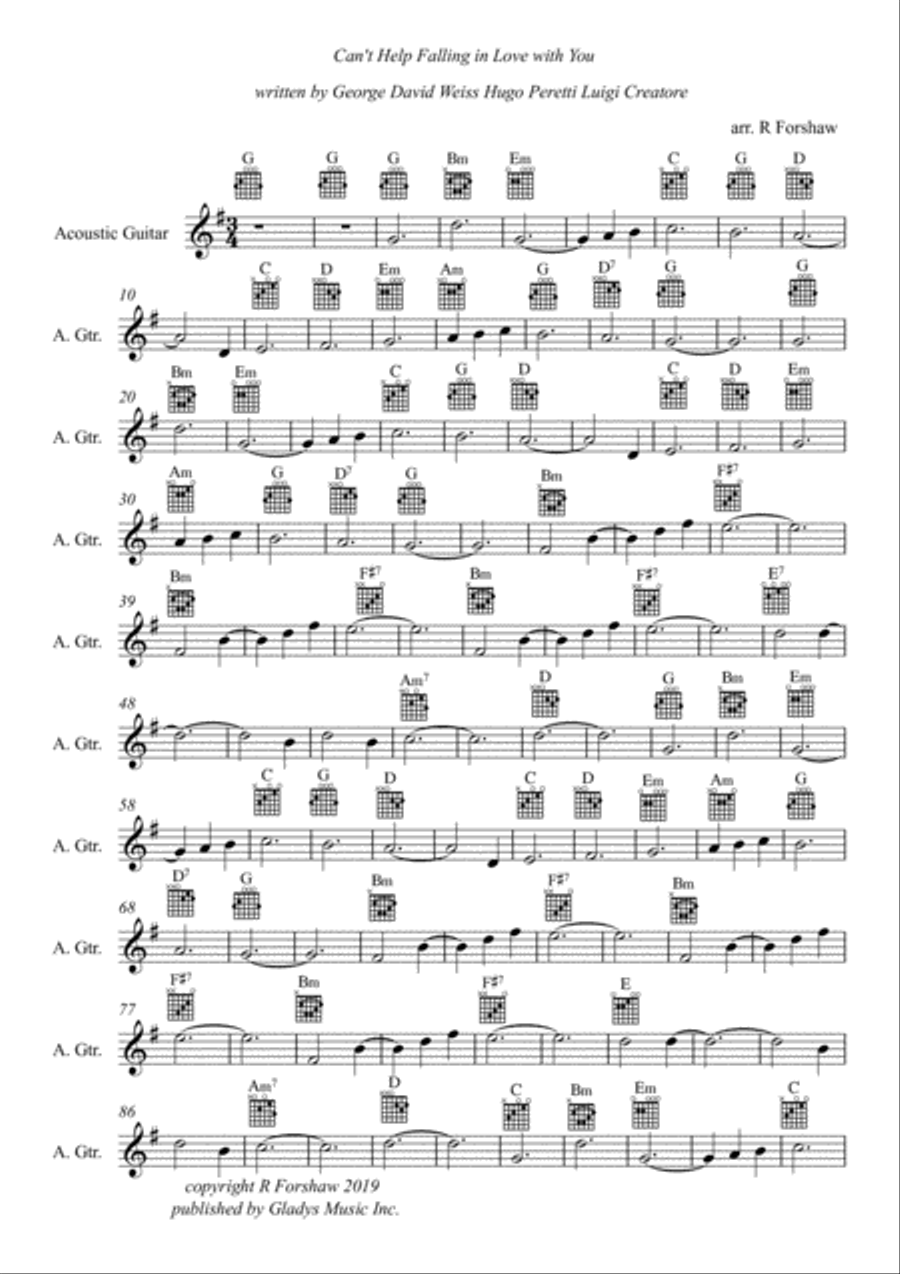 Can't Help Falling In Love Electric Guitar scores gallery preview page 2