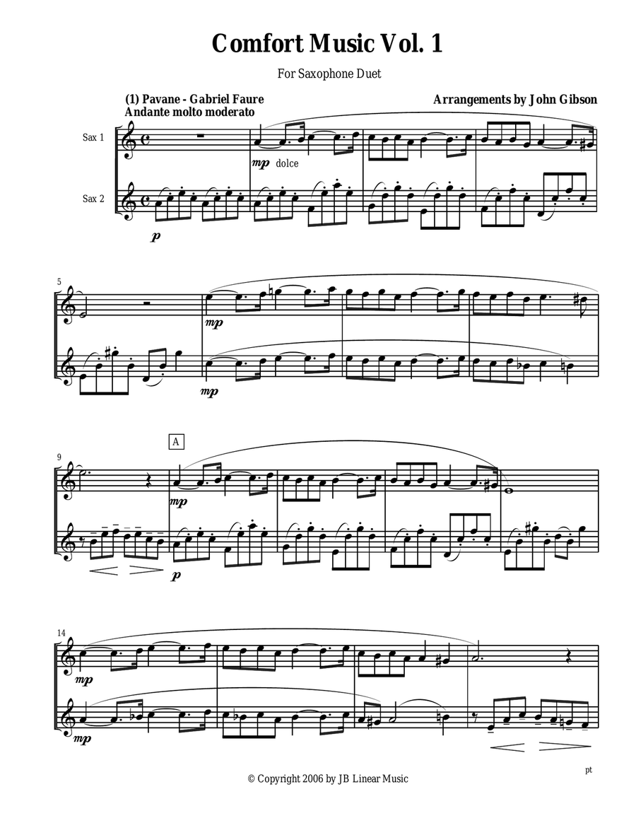 Comfort Music for Saxophone Duet Woodwind Duet scores gallery preview page 1