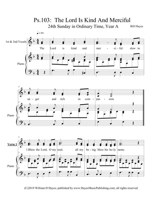 Psalm 103 The Lord Is Kind And Merciful (24th Sunday in Ordinary Time, Year A; piano/vocal)