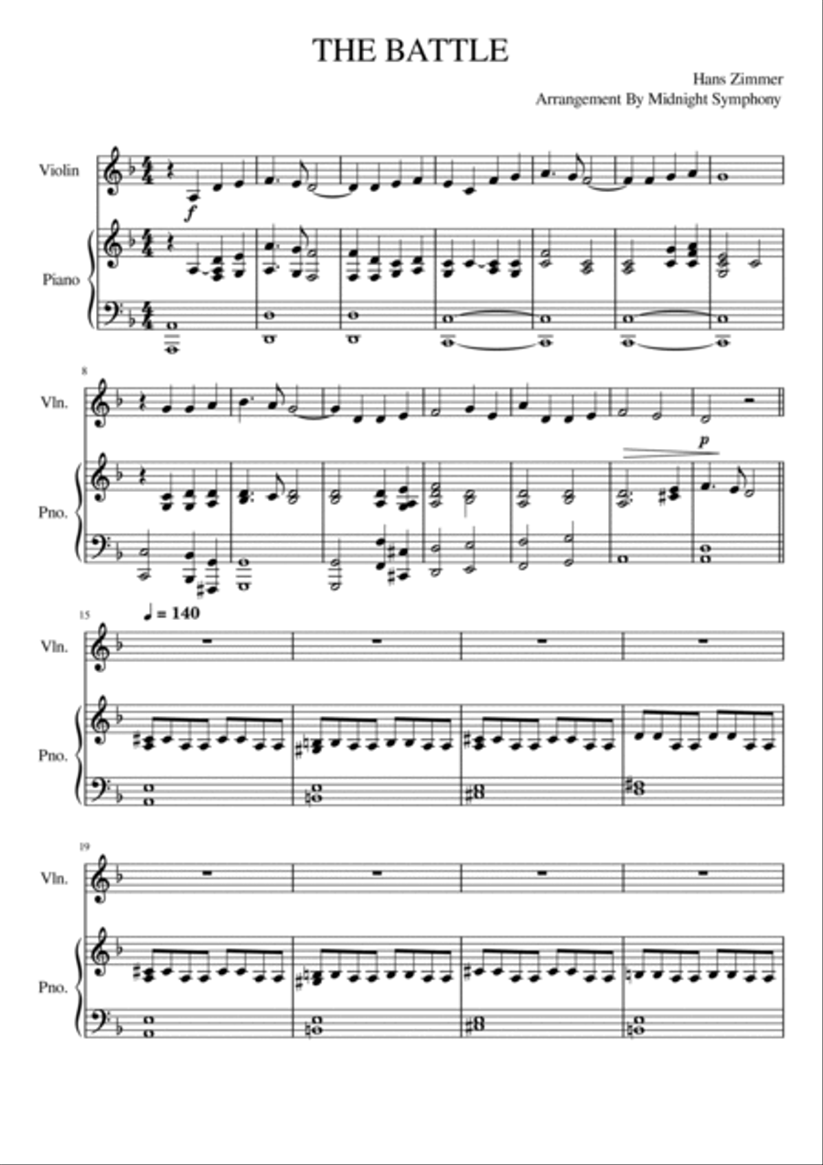 Gladiator Main Theme Violin Solo scores gallery preview page 2