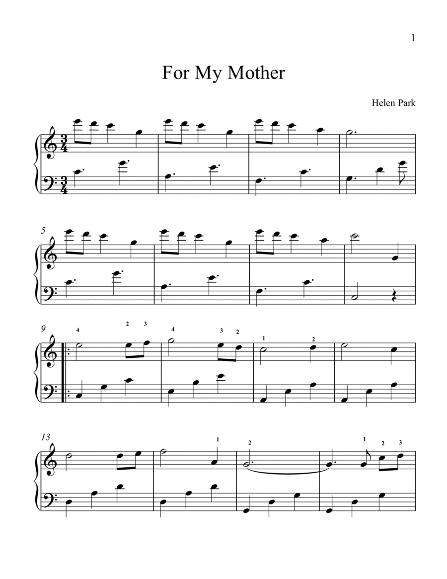For My Mother For My Mother Piano Solo scores gallery preview page 1
