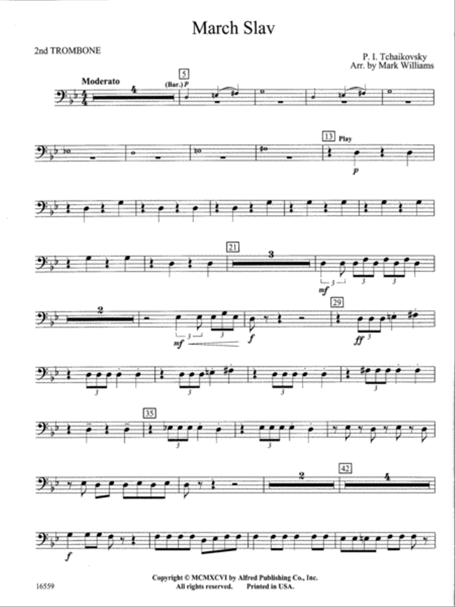 March Slav: 2nd Trombone Concert Band scores gallery preview page 1