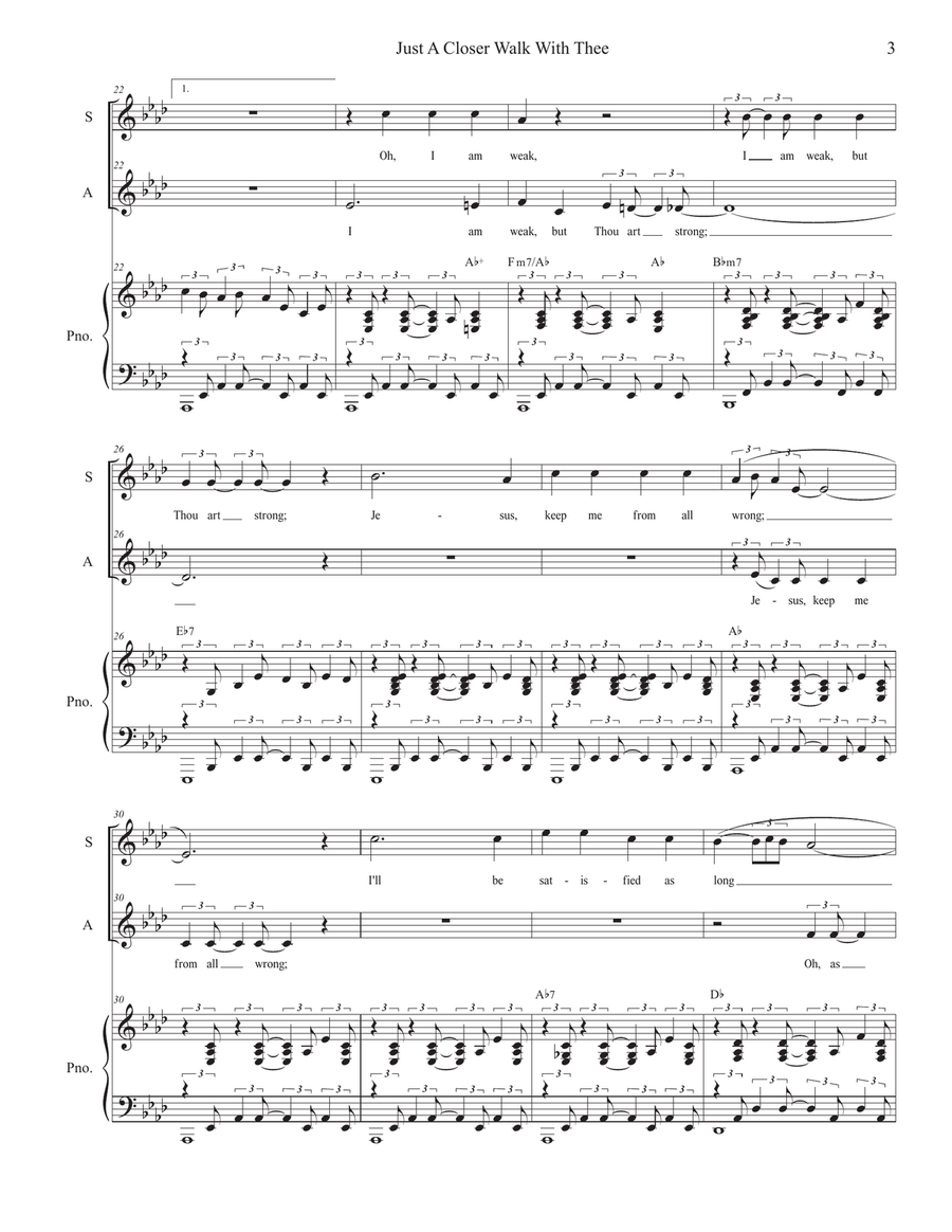 Just A Closer Walk With Thee (2-part choir - (SA) SA scores gallery preview page 3