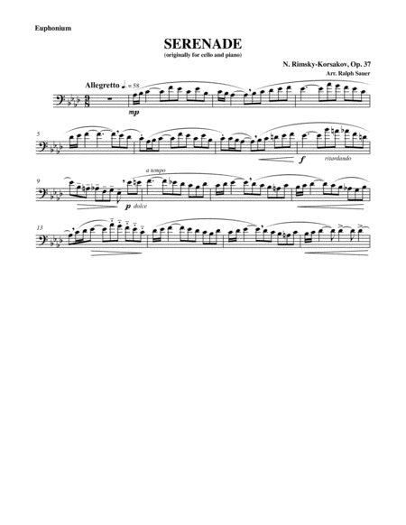 Serenade, Op. 37 for Euphonium & Piano