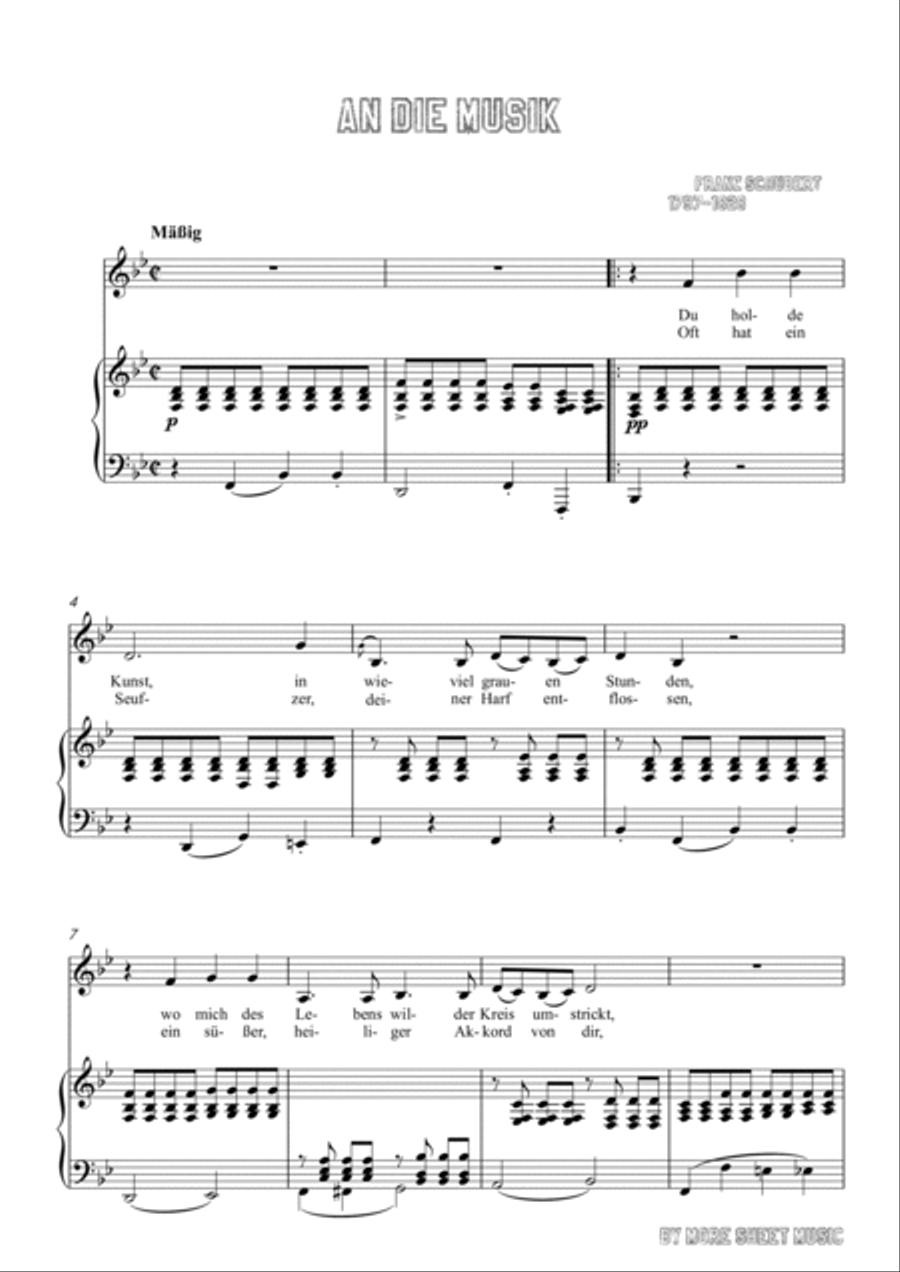 Schubert-An die Musik inbB for Vocal and Piano Voice scores gallery preview page 2