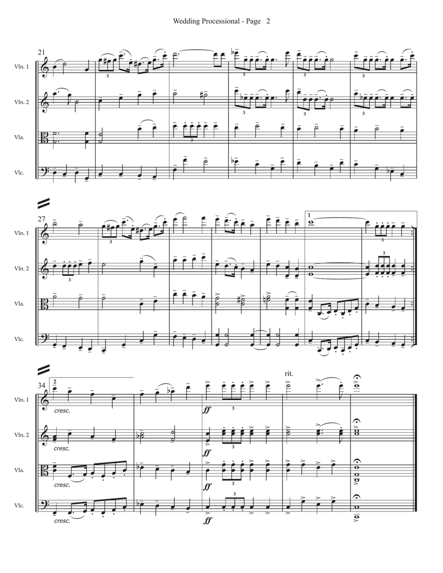 Wedding Processional String Quartet scores gallery preview page 2