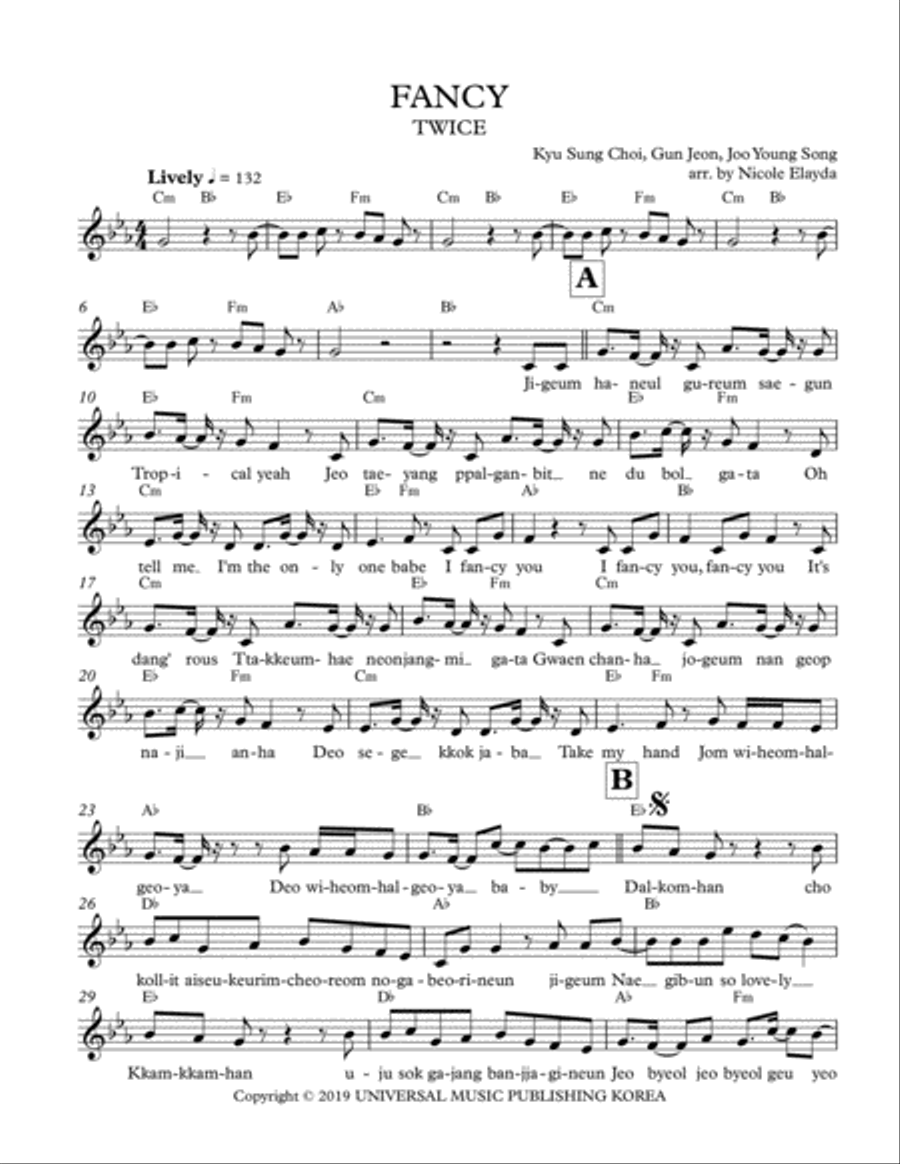 Fancy Fancy Unison Choir scores gallery preview page 1