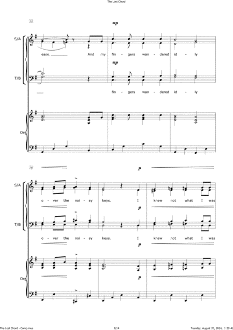 The Lost Chord 4-Part scores gallery preview page 2
