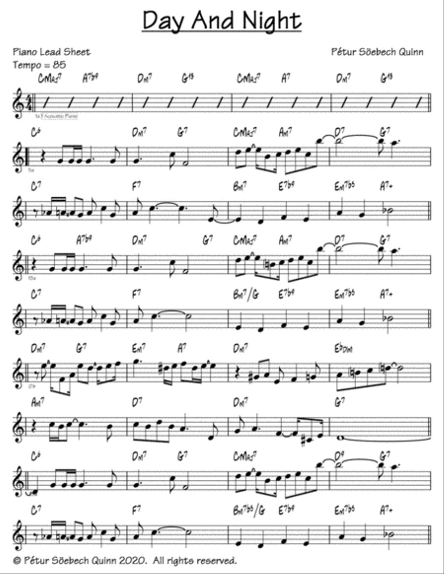 Day And Night Easy Piano scores gallery preview page 1