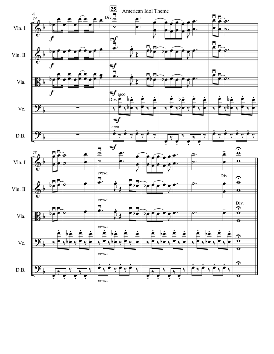 American Idol Theme String Orchestra scores gallery preview page 5