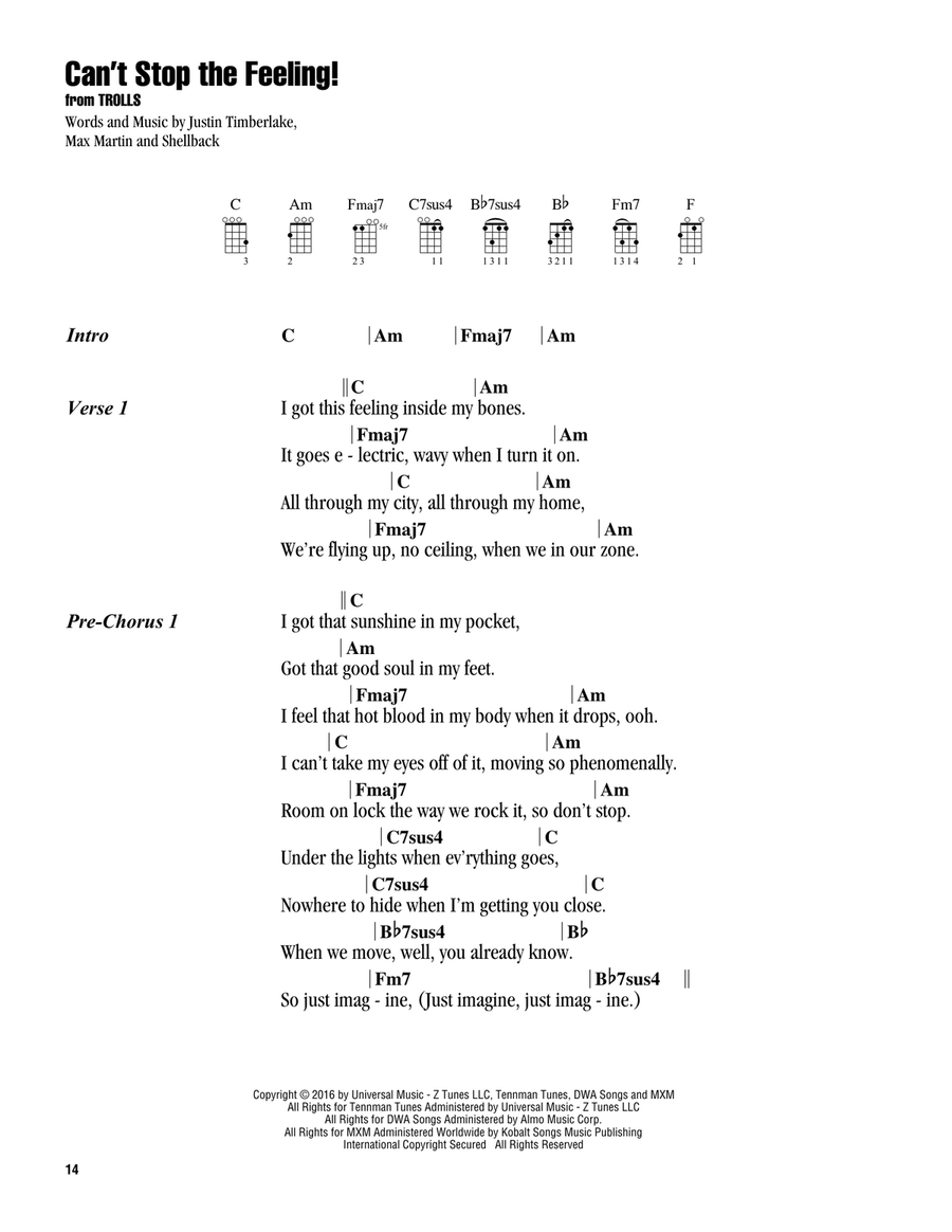 Can't Stop The Feeling! Can't Stop The Feeling! Ukulele scores gallery preview page 1
