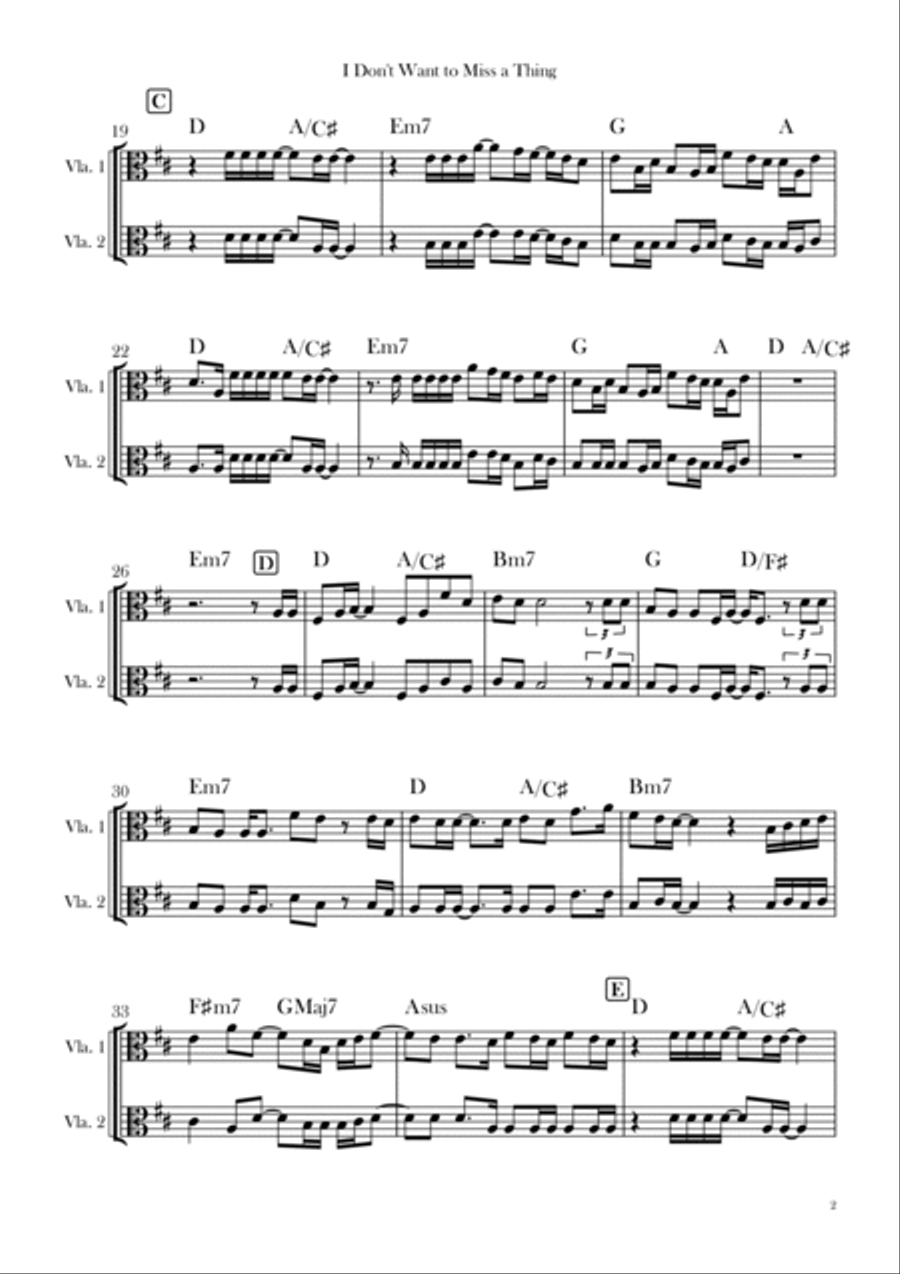 I Don't Want To Miss A Thing String Duet scores gallery preview page 2