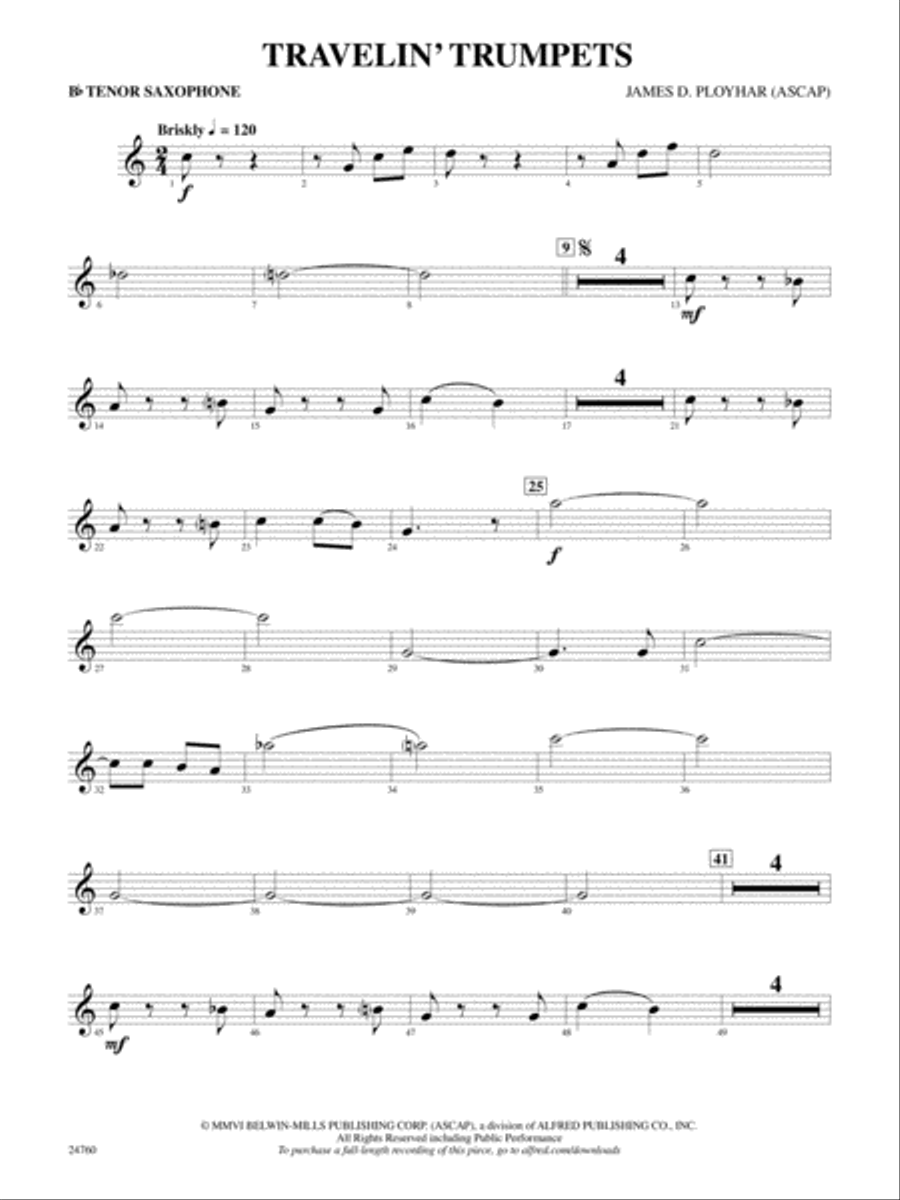 Travelin' Trumpets: B-flat Tenor Saxophone Concert Band scores gallery preview page 1