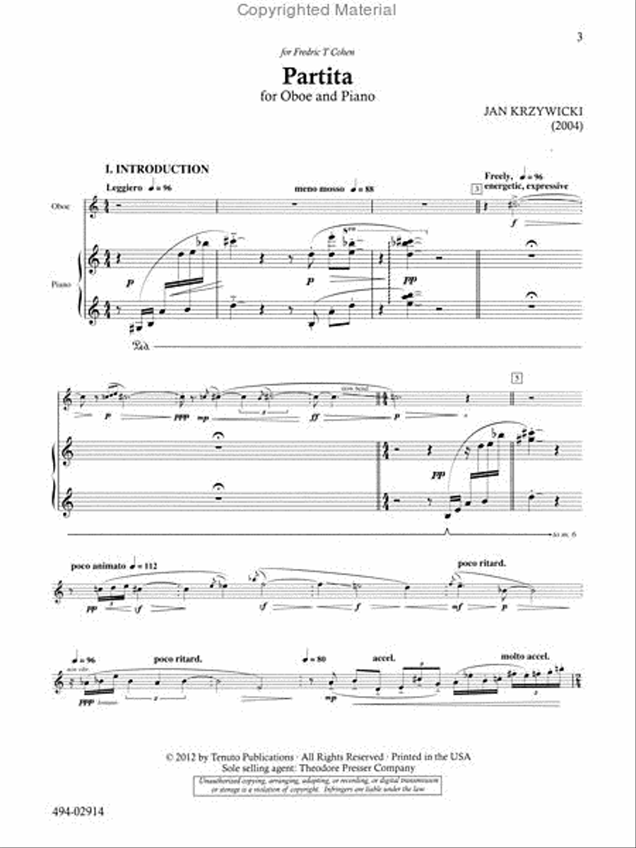 Partita for Oboe and Piano Chamber Music scores gallery preview page 2