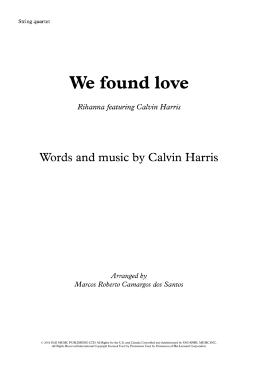 We Found Love String Quartet scores gallery preview page 1