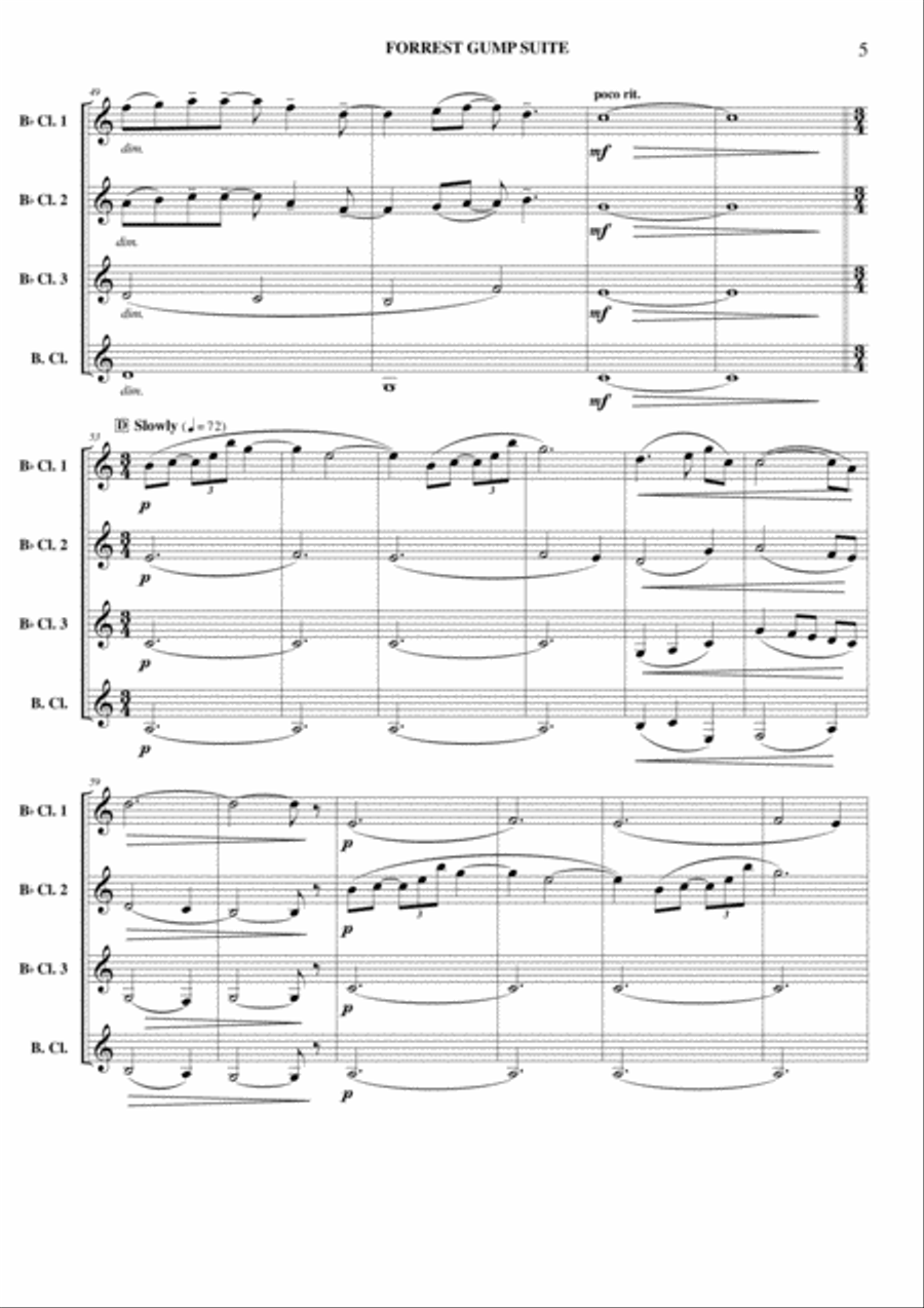 Forrest Gump Suite Clarinet Quartet scores gallery preview page 6