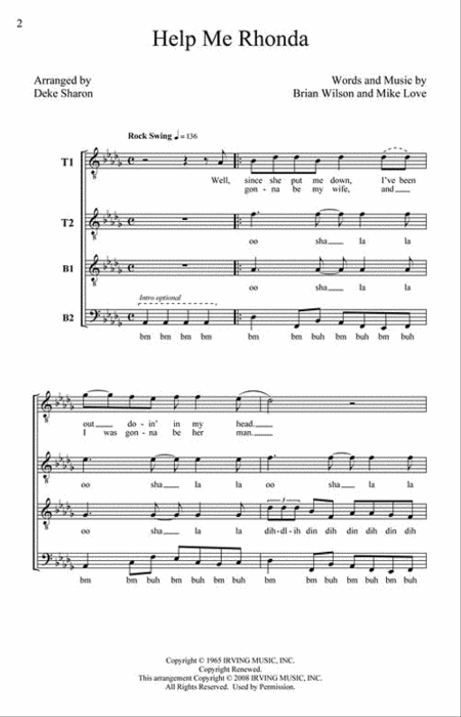 Help Me Rhonda Help Me Rhonda TTBB scores gallery preview page 2