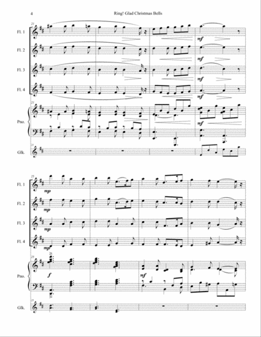 Ring Glad Christmas Bells - Flute Quartet Small Ensemble scores gallery preview page 5