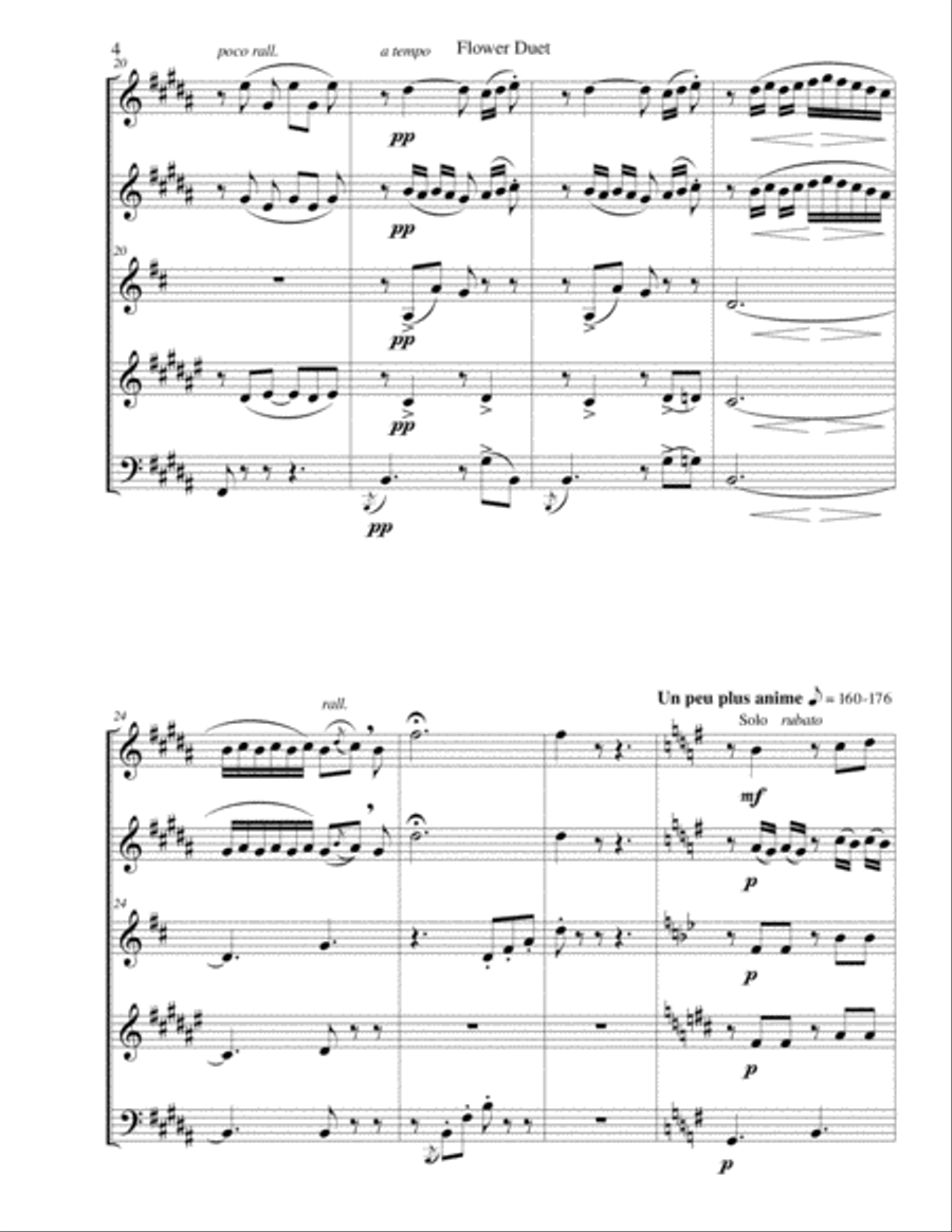 Flower Duet from Lakme (Wind Quintet) Small Ensemble scores gallery preview page 4