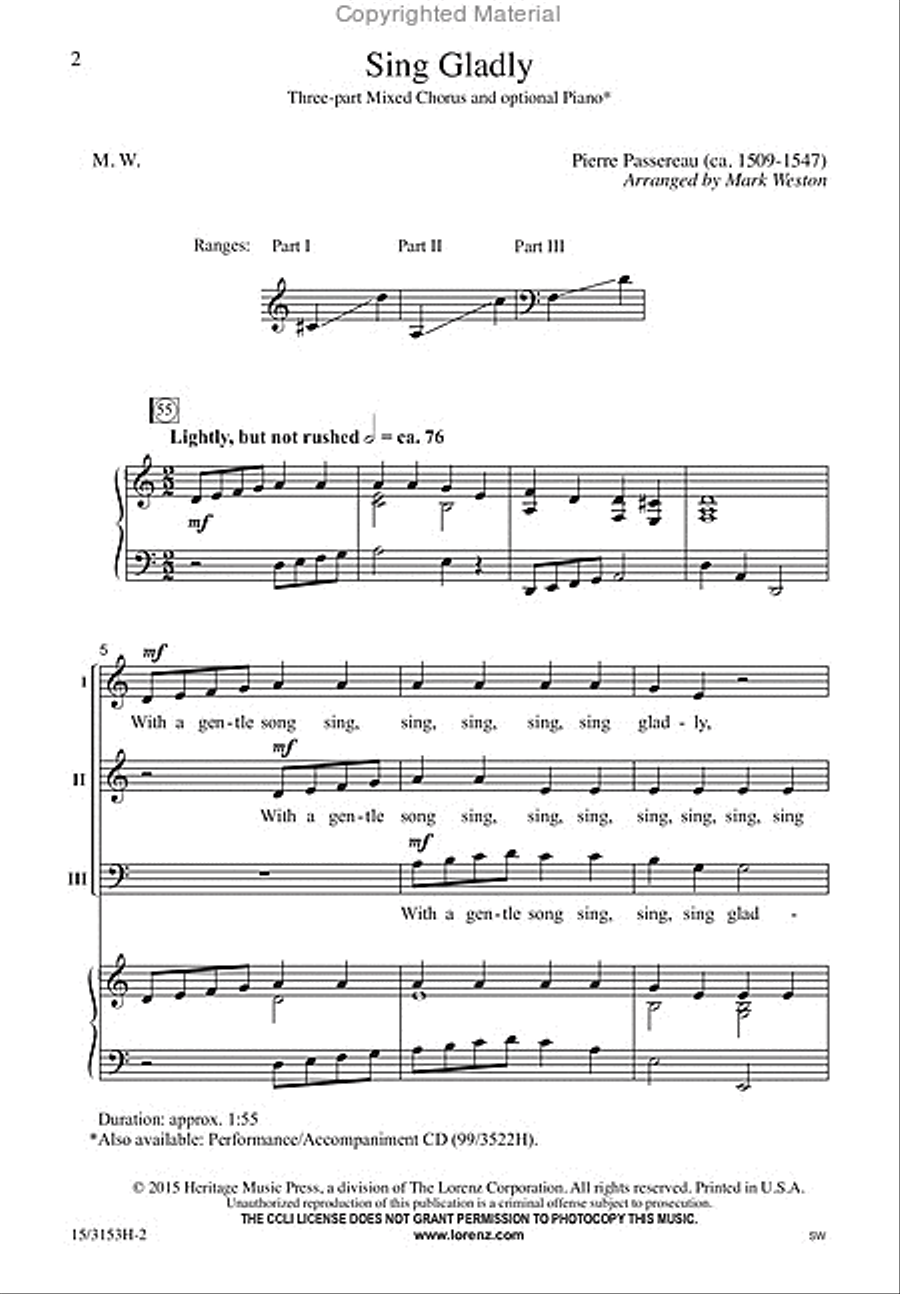Sing Gladly Sing Gladly 3-Part scores gallery preview page 2