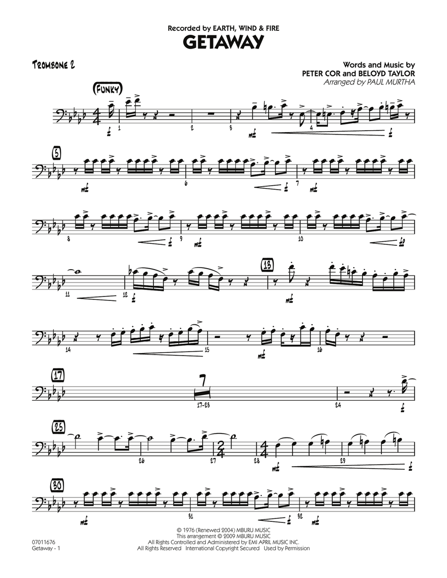 Getaway - Trombone 2 Trombone scores gallery preview page 1