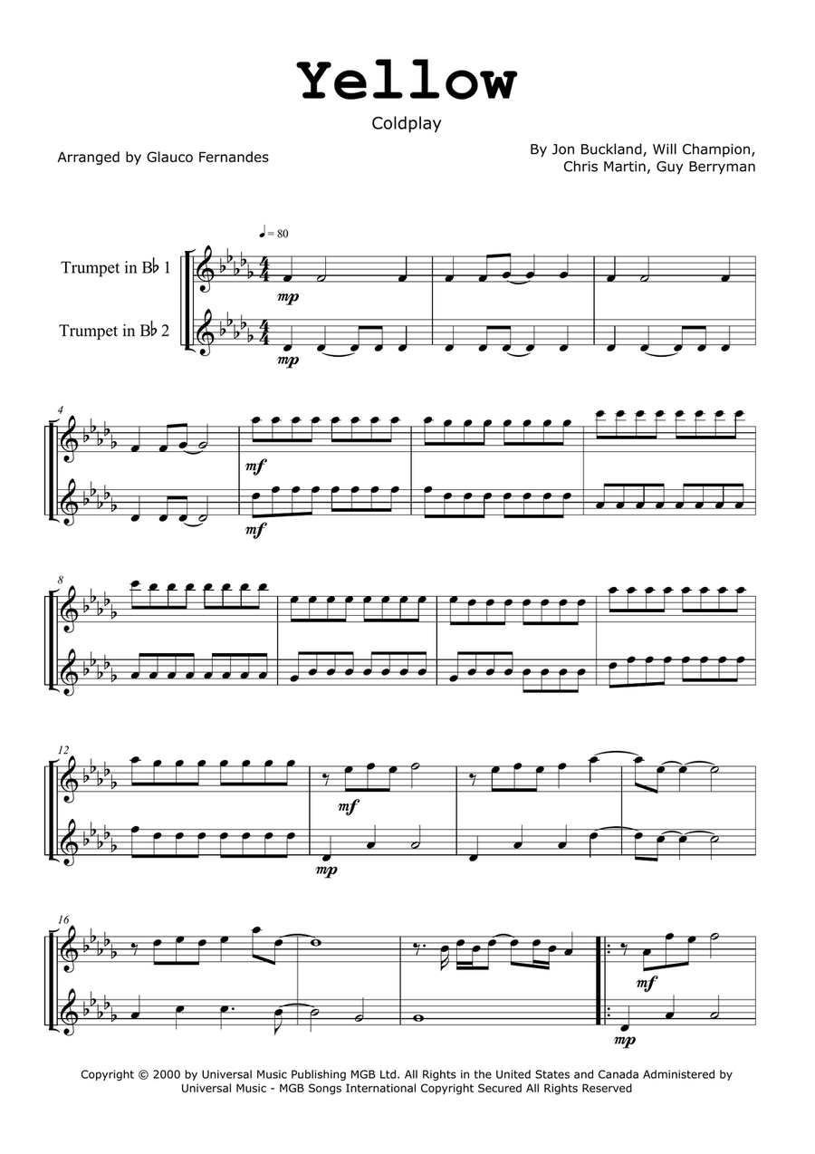 Yellow Trumpet Duet scores gallery preview page 1