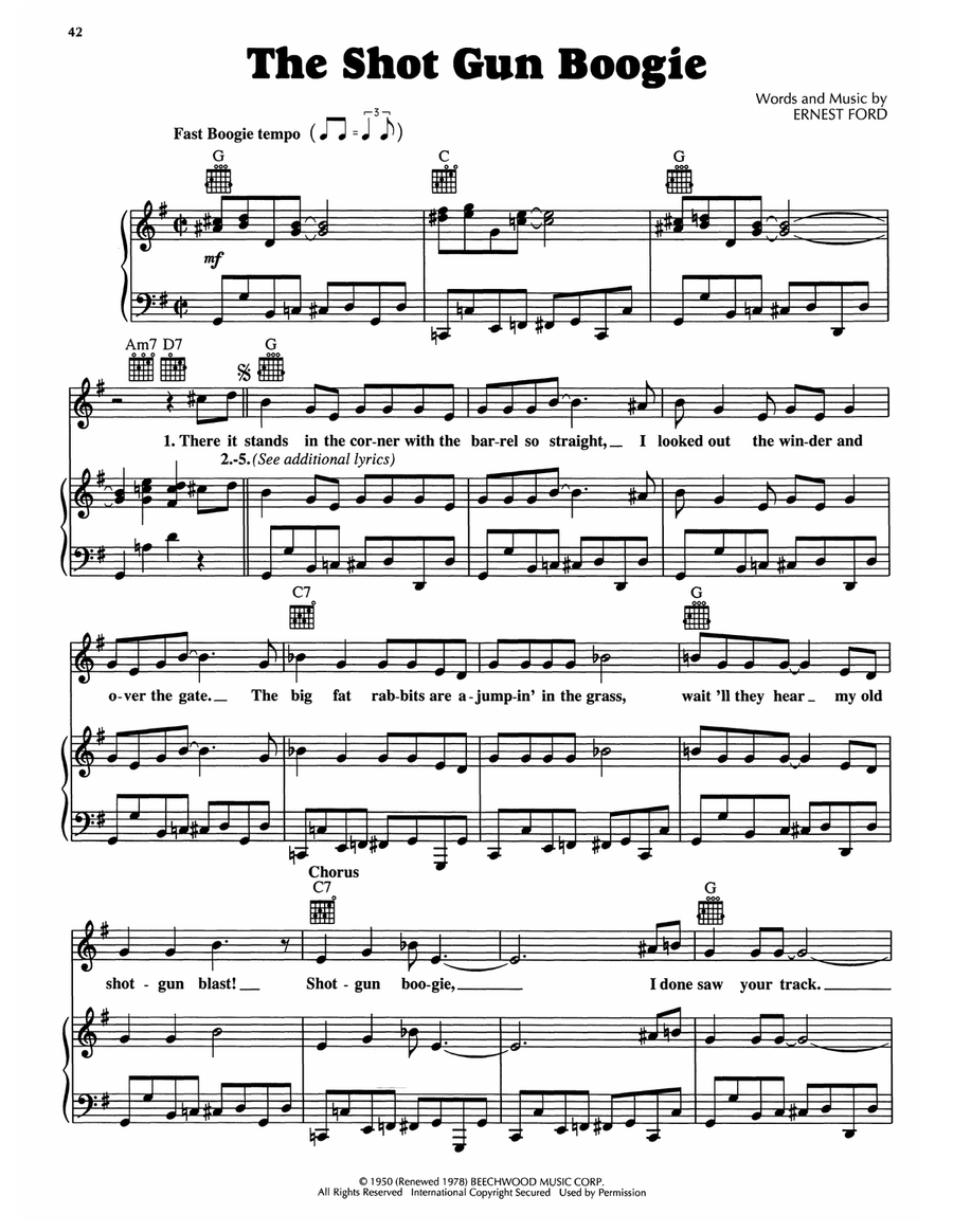 Shot Gun Boogie Piano, Vocal, Guitar scores gallery preview page 1