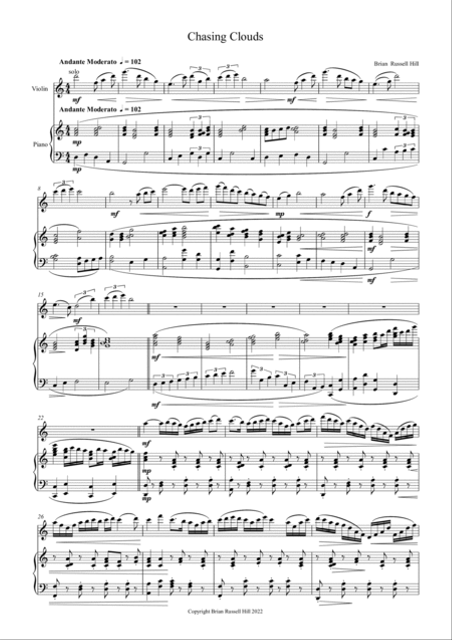 Chasing Clouds Piano scores gallery preview page 3