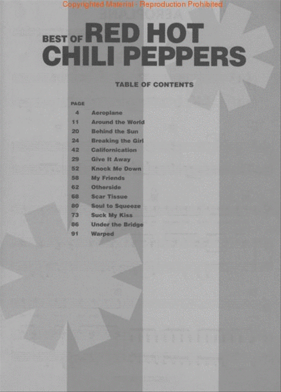 Best of Red Hot Chili Peppers Piano, Vocal, Guitar scores gallery preview page 2