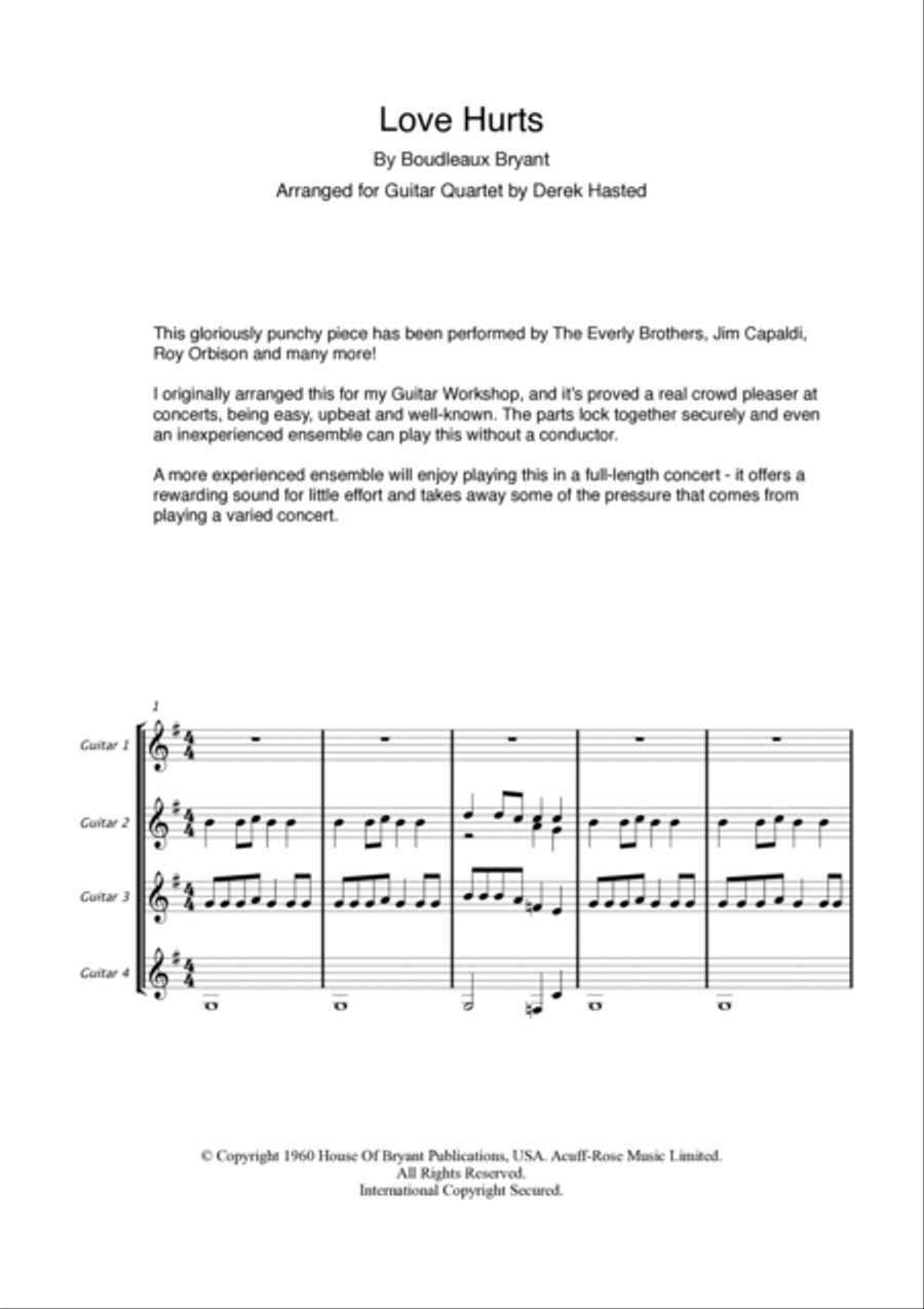 Love Hurts Guitar Ensemble scores gallery preview page 3