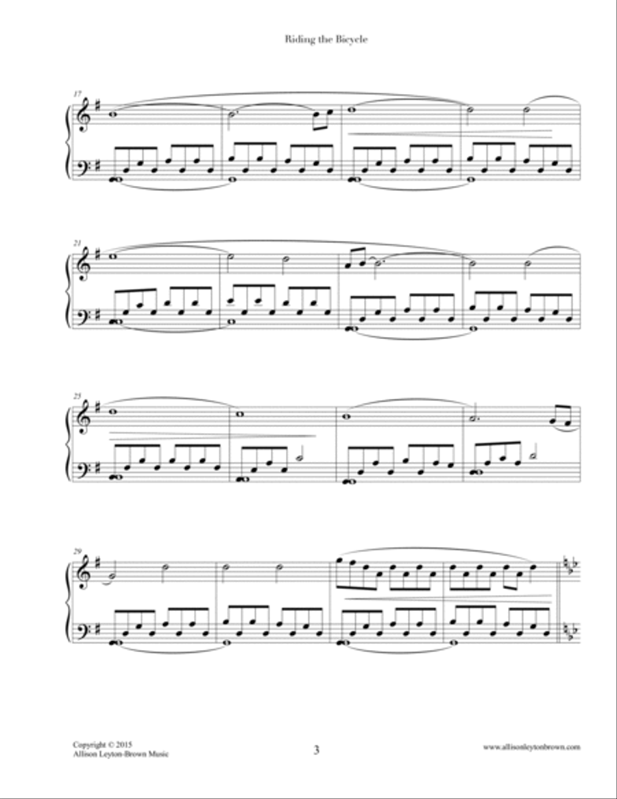 Riding the Bicycle - Evocative Piano Solo - by Allison Leyton-Brown Piano Solo scores gallery preview page 3